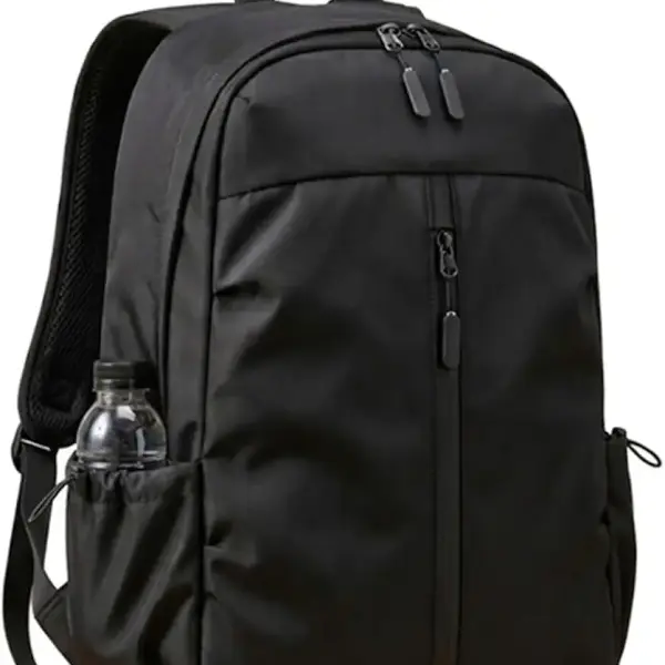 Brand: Generic Water Resistant Laptop Backpack for Men & Women, Black, 30L, with Bottle Pocket & Multiple Compartments, Casual Travel Bag