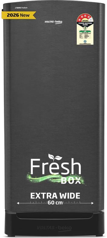 Voltas Beko 183 L Direct Cool Single Door 4 Star Refrigerator with Base Drawer (Dark Grey, RDC215A / 4W0DGR0M0B00GO)