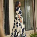 Modestouze Attires Dress for Woman | Western Dress for Women | Stylish Maxi Wear | Long One Piece | Floral Printed Frock for Womens Gown | Maxi Outfit | 3/4 Sleeves Wear for Party, Vacation & Beach