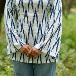 Women’s Ethnic Printed Square Neck Kurti | Long Sleeve Casual Kurti White(Ocean Wa-ave)