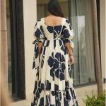 Modestouze Attires Dress for Woman | Western Dress for Women | Stylish Maxi Wear | Long One Piece | Floral Printed Frock for Womens Gown | Maxi Outfit | 3/4 Sleeves Wear for Party, Vacation & Beach
