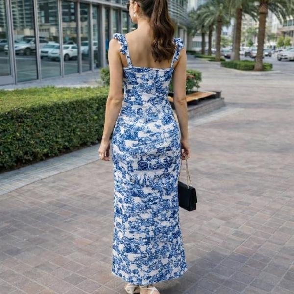 IUGA Women’s Ruched Maxi Dress with Side Slit | Stylish Bodycon Dress