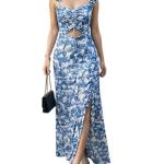 IUGA Women’s Ruched Maxi Dress with Side Slit | Stylish Bodycon Dress