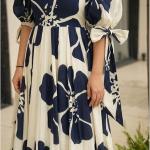 Modestouze Attires Dress for Woman | Western Dress for Women | Stylish Maxi Wear | Long One Piece | Floral Printed Frock for Womens Gown | Maxi Outfit | 3/4 Sleeves Wear for Party, Vacation & Beach
