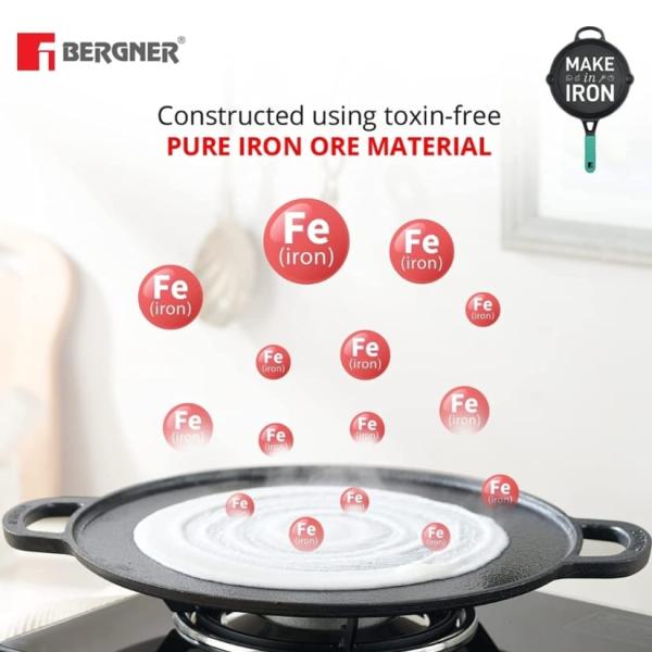 Bergner Eco cast iron Dosa tawa-Black (30 cm):1 unit