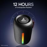 Boat Stone 352 Pro/Stone 358 Pro w/ 14W Signature Sound, Up to 12 Hours Playback, RGB LEDs, TWS Feature, Built-in Mic, BTv5.3, Free Music Streaming on JioSaavn Bluetooth Speaker (Raging Black)