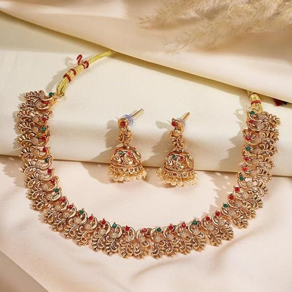Shining Diva Fashion Latest Stylish Design Fancy Traditional Necklace Jewellery Set for Women (16781s)
