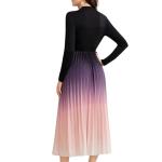 LITZO Dress for Women || Women’s Ombre Pleated Maxi Dress || Elegant Long Sleeve Gradient A‑Line Gown for Parties & Casual Outings || Lightweight Comfortable Casual Wear (T-L-19-20)