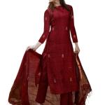 Anni Designer Pure Cotton Maroon Kurta Pant Set with Dupatta for Women | 3 Piece Gold Hand Block Printed Suit Set | Cotton Kurta Set for Women | Festive Kurti Set