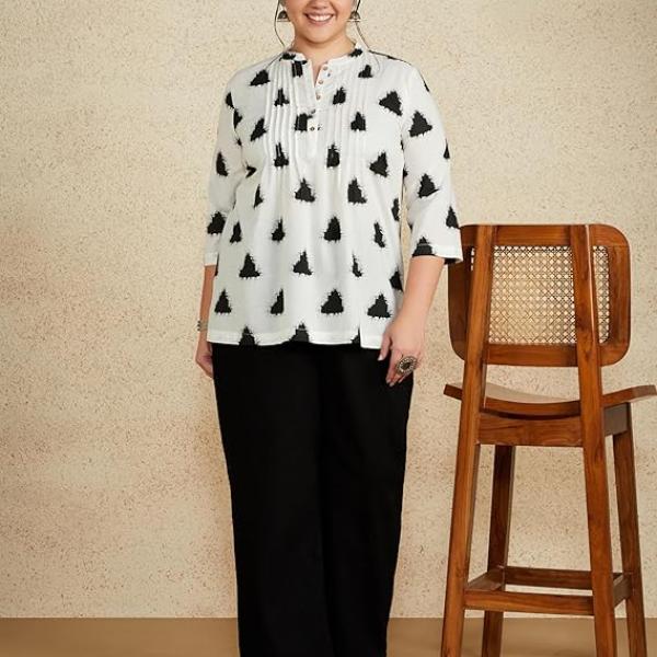 Myx Women Cotton Printed A-line Short Kurti (Available in Plus Sizes)