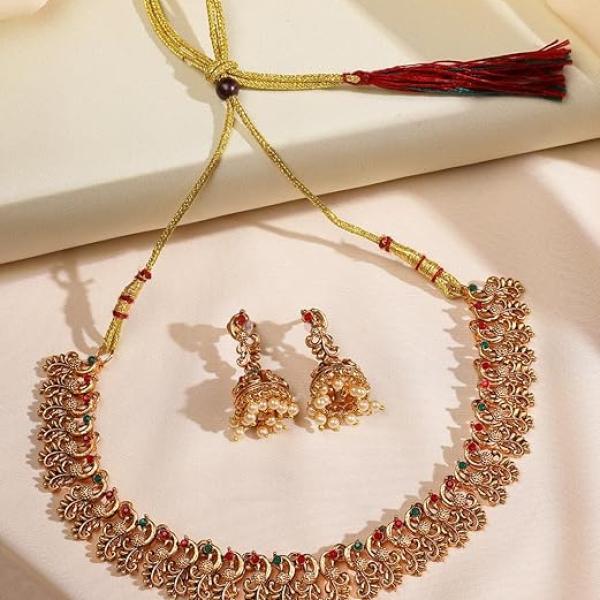 Shining Diva Fashion Latest Stylish Design Fancy Traditional Necklace Jewellery Set for Women (16781s)