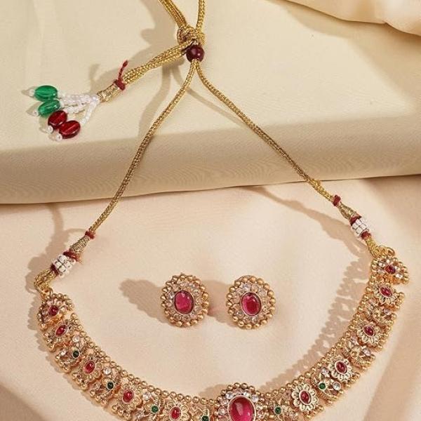 Shining Diva Fashion Latest Stylish Design Fancy Traditional Necklace Jewellery Set for Women (16637s)