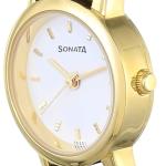 Sonata Quartz Analog White Dial Leather Strap Watch for Women-NS8976YL02W/NT8976YL02W