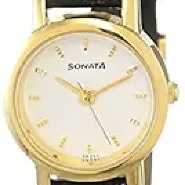 Sonata Quartz Analog White Dial Leather Strap Watch for Women-NS8976YL02W/NT8976YL02W