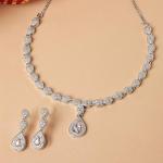 Zeneme Jewellery Set Fascinating Gold Tone Necklace Set & Earring Adorned with American Diamond Jewellery for Women and Girl