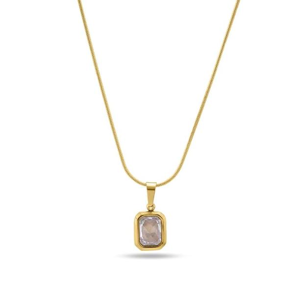 PALMONAS Everyday Exquisite Yellow Stone Gold Necklace for Womens - Waterproof & Anti-Tarnish