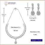 Zeneme Jewellery Set Fascinating Gold Tone Necklace Set & Earring Adorned with American Diamond Jewellery for Women and Girl