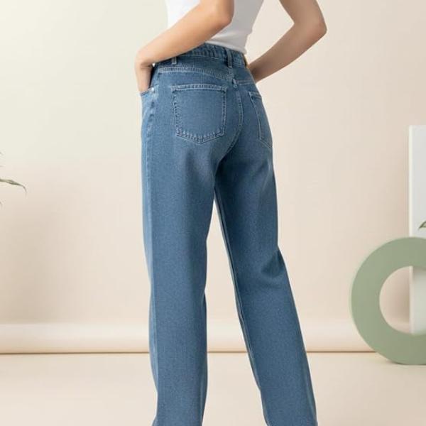 GRECIILOOKS Embroidery Jeans for Women| Women’s Summer Wide Leg Denim Jeans | High Waist Straight Fit Casual Pants for Office, Vacation & Everyday Wear