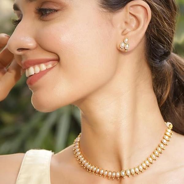 Rubans Necklace Set Gold Plated Traditional Stylish Jewellery Gift for Women & Girls