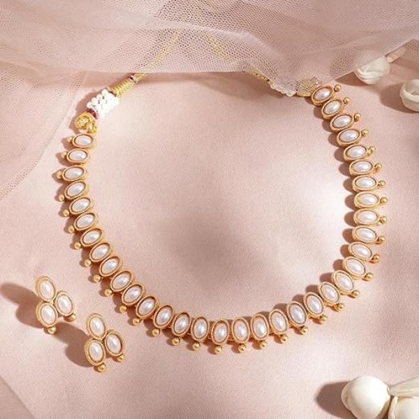 Rubans Necklace Set Gold Plated Traditional Stylish Jewellery Gift for Women & Girls