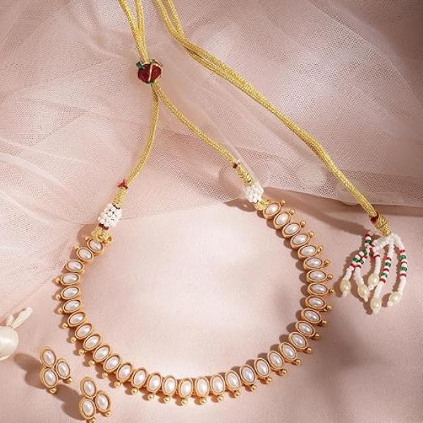 Rubans Necklace Set Gold Plated Traditional Stylish Jewellery Gift for Women & Girls