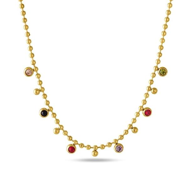 PALMONAS 18k Gold Plated Jewel Cascade Beaded Necklace for Women - Jewellery Gift for Girls & Women | Waterproof & Anti-Tarnish Necklace, Stylish & Trendy Necklaces for Ladies