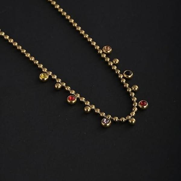 PALMONAS 18k Gold Plated Jewel Cascade Beaded Necklace for Women - Jewellery Gift for Girls & Women | Waterproof & Anti-Tarnish Necklace, Stylish & Trendy Necklaces for Ladies