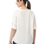FYLTR Women's Casual Roll -Up Sleeves V-Neck Top - Western Tops for Woman | Shirts for Women | Soft & Comfortable | Tops for Jeans