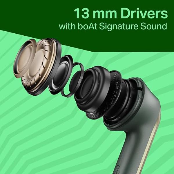 Boat Airdopes 219, 4Mics ENx, 40H Battery, Best in Segment for Calling, Stream Ad Free Music via App Support, Bluetooth Earbuds, TWS Ear Buds Wireless Earphones with mic (Forest Sage)