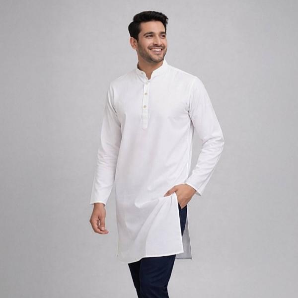 Shreeji Men's Plain Kurta (M) White : 1 Unit