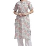 Women’s Linen–Cotton Kurta & Dupatta Set | Beige Base with Multicolour Floral Print | Ultra-Soft, Lightweight & Everyday Comfort | S to 2XL | Top and Dupatta Only
