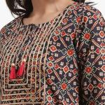 rytras Women's Cotton Straight Fit Printed Straight Kurta
