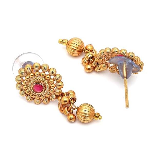 Sukkhi Classic Gold Plated Choker Necklace with Drop Earring Jewellery Set For Women & Girls|Suited for All Festive Occasions|NS107402