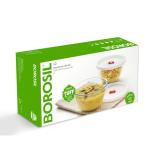 Borosil tuff round glass bowl with lid (1 litre)-Set of 2:1 unit1