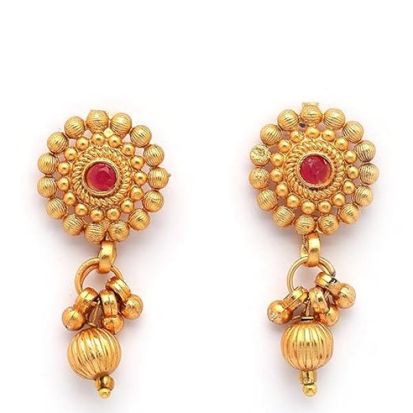 Sukkhi Classic Gold Plated Choker Necklace with Drop Earring Jewellery Set For Women & Girls|Suited for All Festive Occasions|NS107402