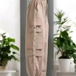 Women's Mid-Rise Regular Fit Full-Length Jeans Cargos with 6 Pockets Cotten Blended Jeans Cargos for Girls, Stylish Outdoor & Casual Wear,Size Fit- Small to XL