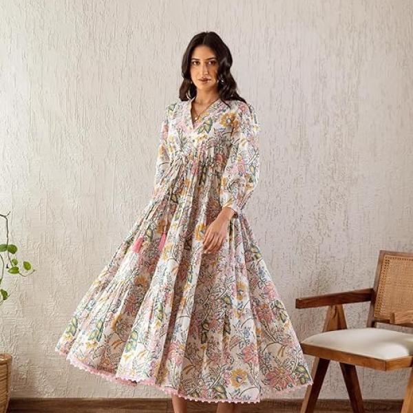 GRECIILOOKS Stylish Women Derss | One Piece Long Sleeve Maxi Dresses for Women Multicolour