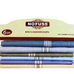 No Fuss Gent's Hanky - Multicolour : 6 Pieces