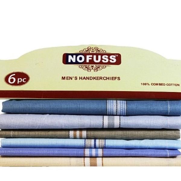 No Fuss Gent's Hanky - Multicolour : 6 Pieces