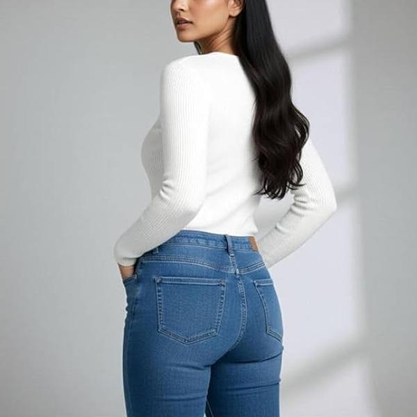 Women’s V Neck Ribbed Full Sleeve Top for Women Stylish Fitted Ribbed Top for Jeans | Casual Office Tops for Women | Western Tops for Women Stylish
