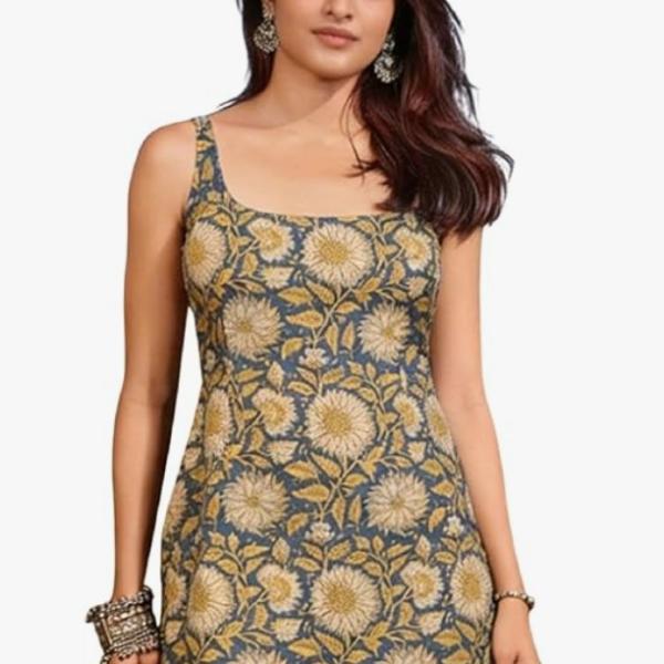 Lymio Women's Short Kurti Top | Sleeveless Rayon Scoop Neck Casual Ethnic Tunic | Summer Resort & Garden (K-236-40-41-46)