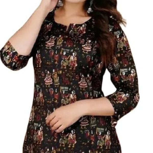 SIROTA Rayon Short Top for Women | Tunic for Jeans | Western Short Kurti | Stylish Straight Ladies Kurta | Ethnic Kurta for Girls