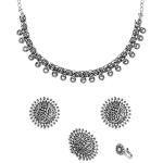 Yellow Chimes Oxidised Necklace Set For Women And Girls German Silver Oxidised Designed Ethnic Jewellery Choker Necklace Set For Women And Girls