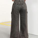 GRECIILOOKS Cargo Jeans for Women – Wide Leg High Waist Baggy Denim Pants | Casual Straight Fit Trousers with Utility Pocket Design
