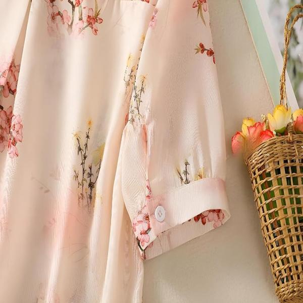 Gufrina Women's Pink Floral Printed Button Down Western Shirt with Collared Neck and Half Sleeves in Relaxed Fit Style