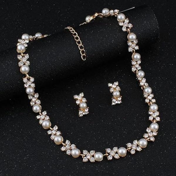 Shining Diva Fashion Necklace Jewellery Set for Women Latest Stylish Design Fancy Pearl Choker (15219s)