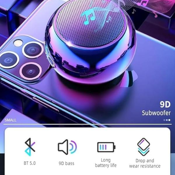 EDNITA jbl Ultra Mini Wireless Bluetooth Speaker with Heavy Metal Electroplating Round Speaker | Wireless Power Button Controlled, Long Lasting Battery & Quick Charge Pack of 1 (Multicolor)