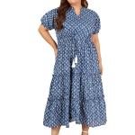Indietoga Women's Floral Printed Pure Cotton Tiered Maxi Dress (XL to 7XL)