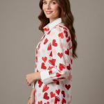 GRECIILOOKS Printed Shirts for Women`s | Stylish Heart Print Full Sleeve Shirt for Women | Comfortable Rich Collared Womens Shirt |Casual Trendy Outfit