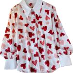 GRECIILOOKS Printed Shirts for Women`s | Stylish Heart Print Full Sleeve Shirt for Women | Comfortable Rich Collared Womens Shirt |Casual Trendy Outfit